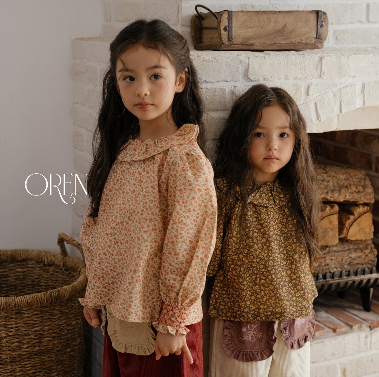 【2点送料無料】«予約»«Oren» フラワースモッキングブラウス 2colors