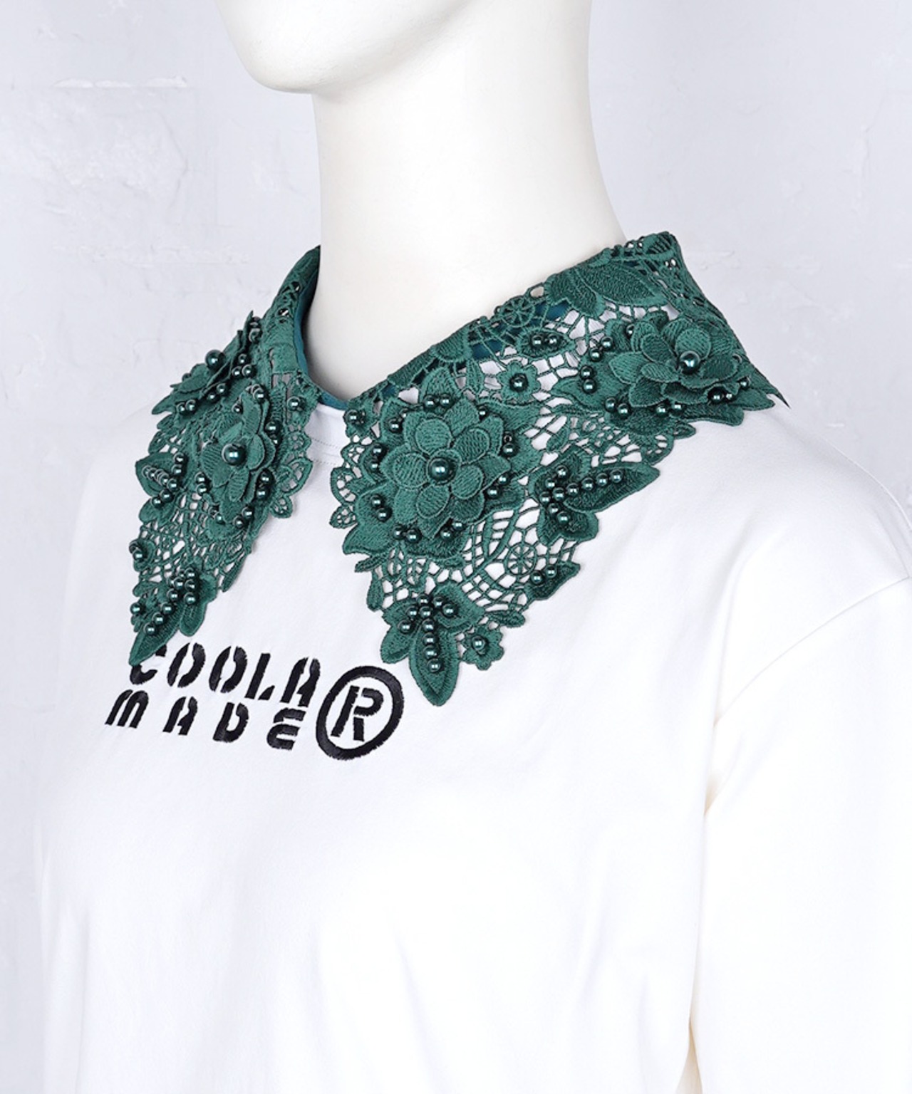 【直営限定ITEM】パール×フラワーレースフェイクカラー (GREEN)　CQ-48506H