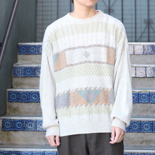 EU VINTAGE CAPRICCIO PATTERNED DESIGN KNIT/ヨーロッパ古着柄デザインニット