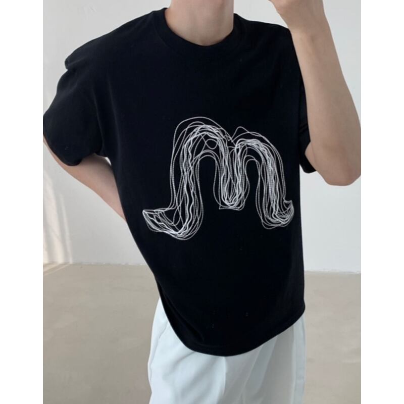 graphic print oversized crew neck t-shirt mr0438
