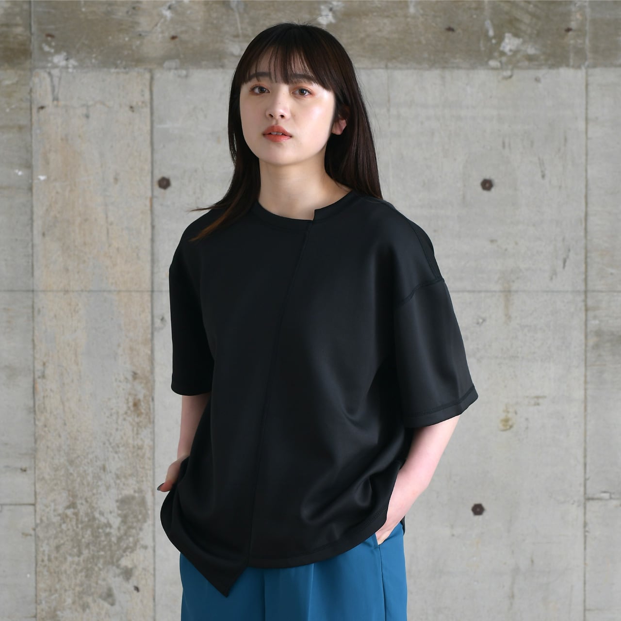 アシンメトリー切り替えTシャツ | O F T A S