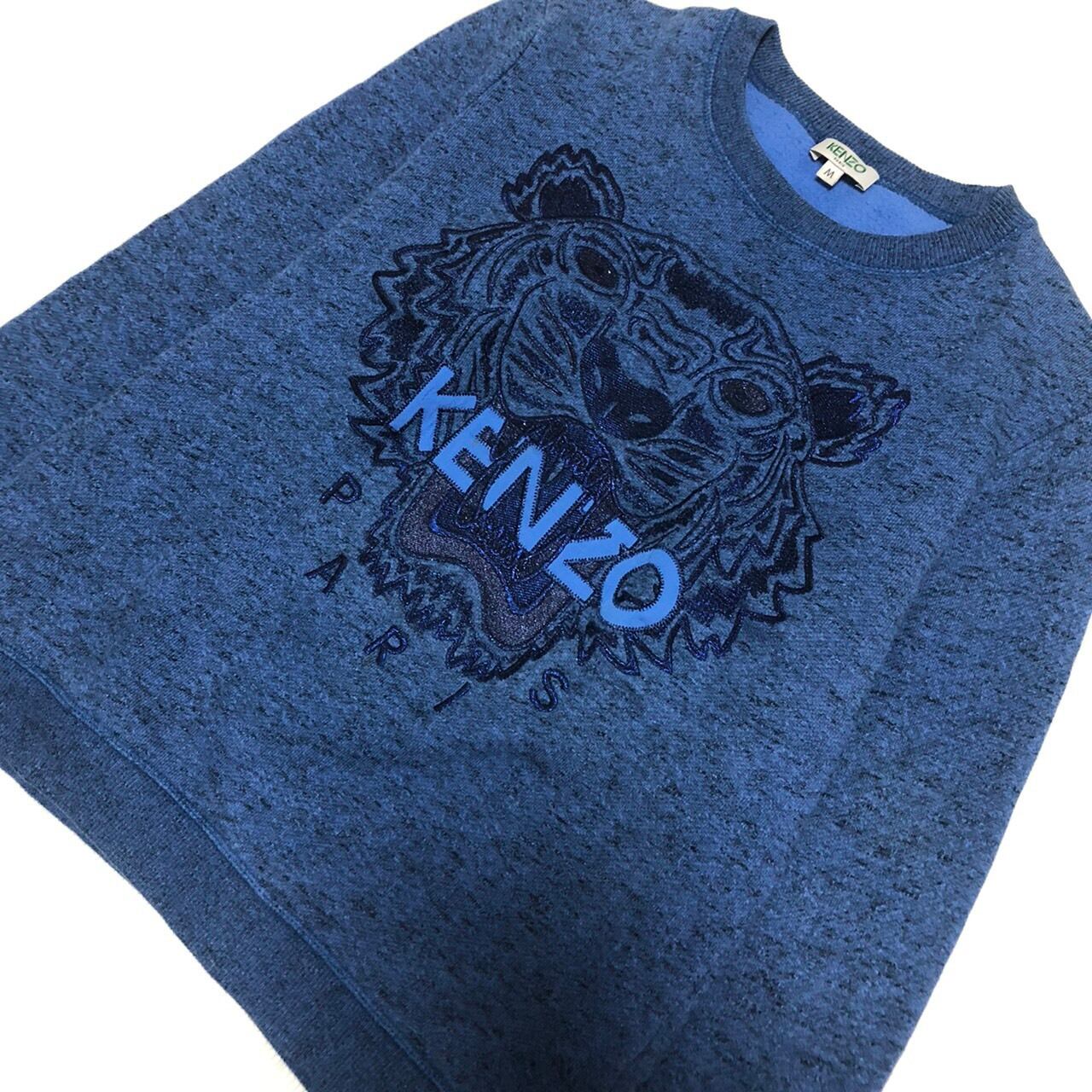 最強刺繍デザイン KENZO タイガー刺繍スウェットトレーナー ブルー