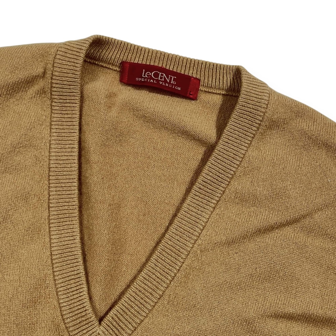 カシミヤ100%  LeCENT レセント Vネック ニット ベスト L/ベージュ メンズ