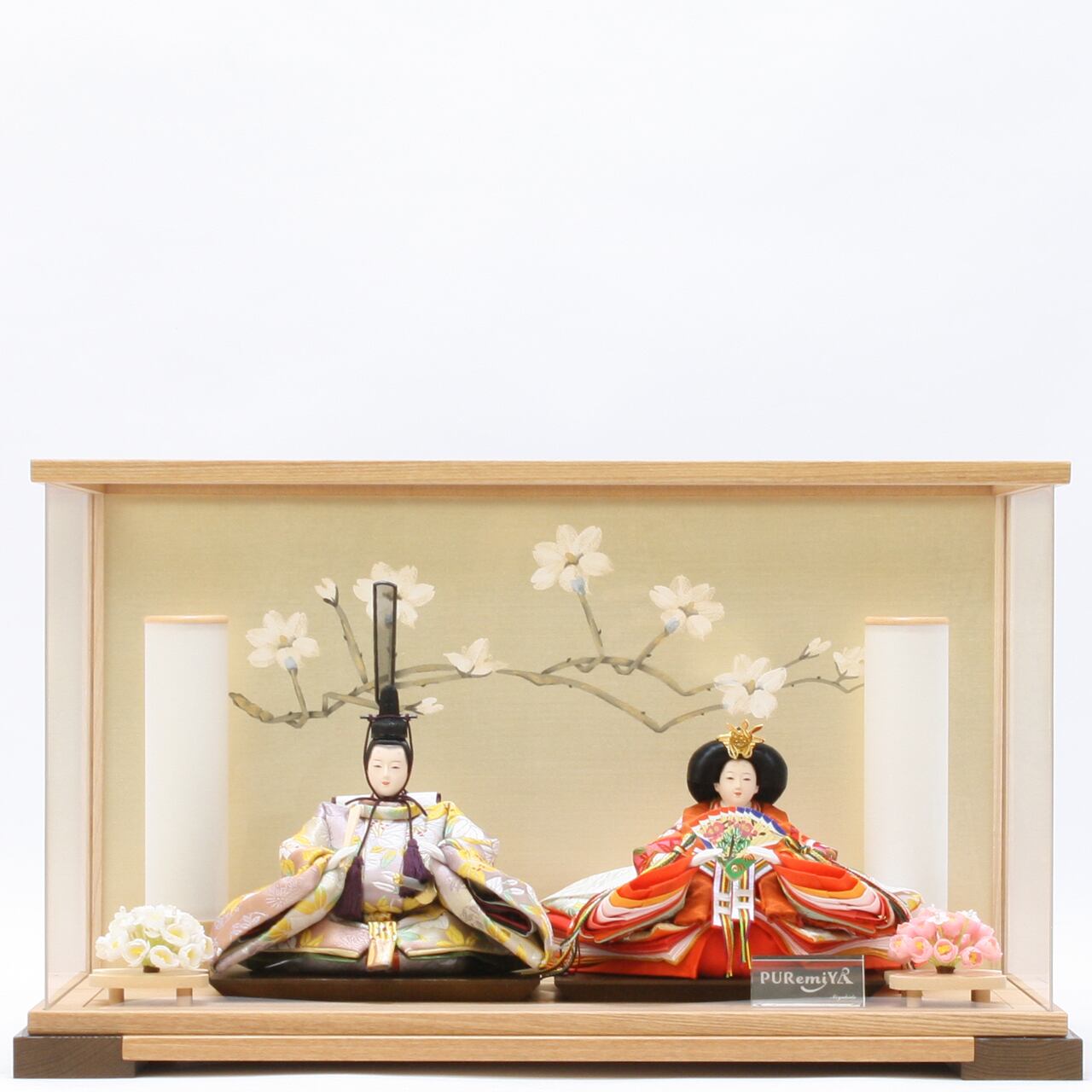 雛人形 コンパクト おしゃれ モダン インテリア プレミアム こだわり ひな人形 おすすめ ケース 作家 伝統工芸士 商品名 衣裳着アクリルケース飾り 固定式 西陣織 ナチュラル 木蓮 商品コード 0308 3 品番 308 人形の松屋