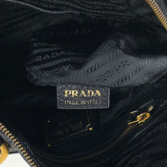 PRADA プラダ トートバッグ ブラック ロゴ レザー ラウンド vintage ヴィンテージ オールド 7zspmn