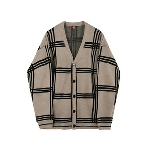 格子柄ニットカーディガン　MT0080370