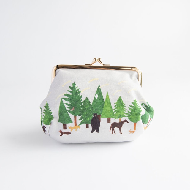 ◉【西淑】帆布がま口コスメポーチ「forest」