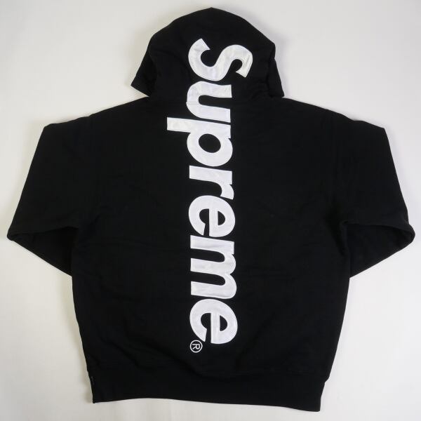 Supreme SatinApplique Hooded BLACKMサイズ