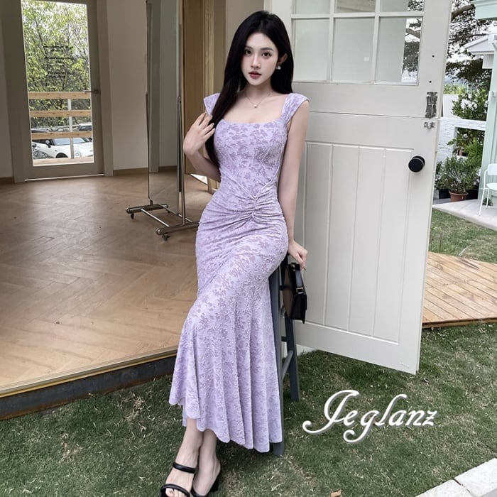 バックギャザー ワンピース ドレス フィッシュテール きれいめ バックギャザー ワンピース ドレス フィッシュテール きれいめ