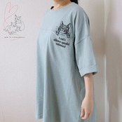 ひょっこり顔出し猫ちゃんのTシャツ　ミント