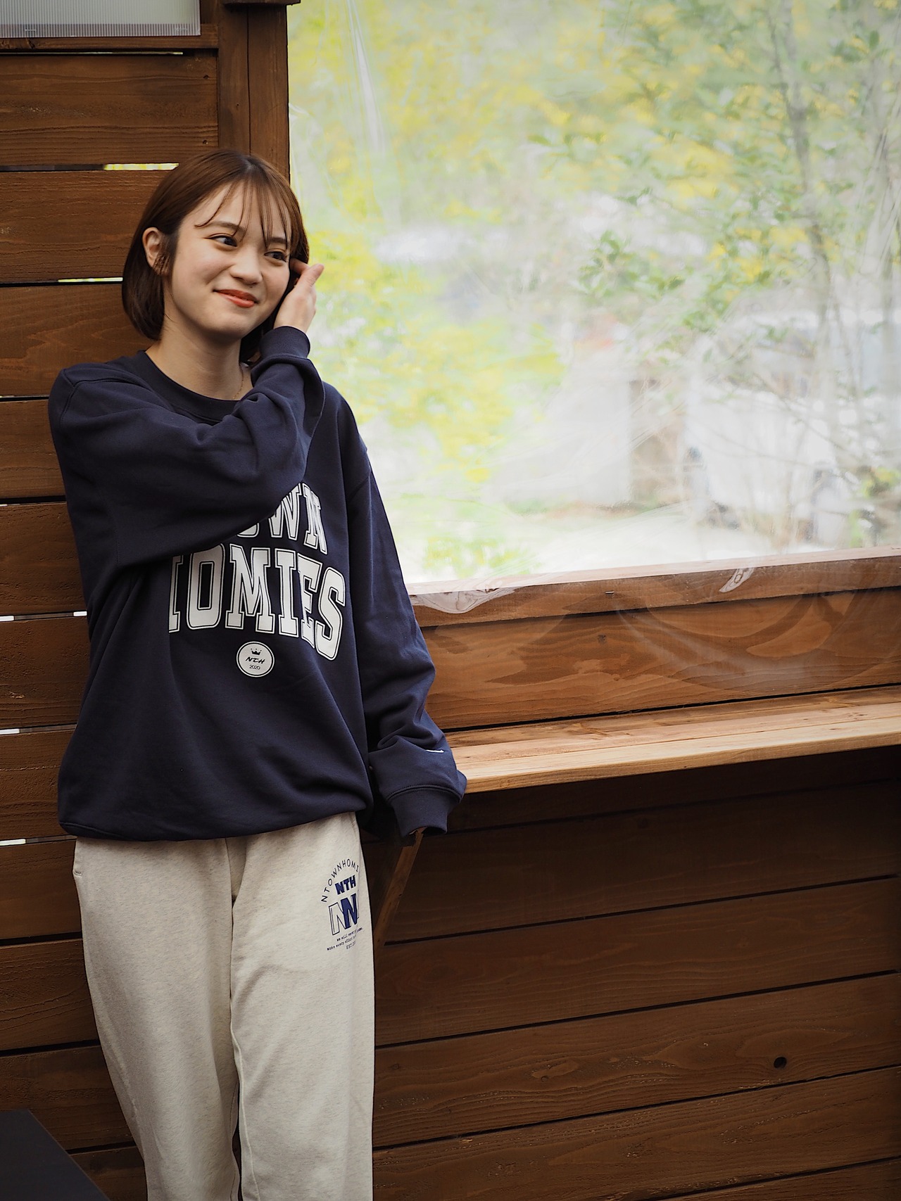 “bigN” SWEATPANTS  color Oatmeal×Navy - 7