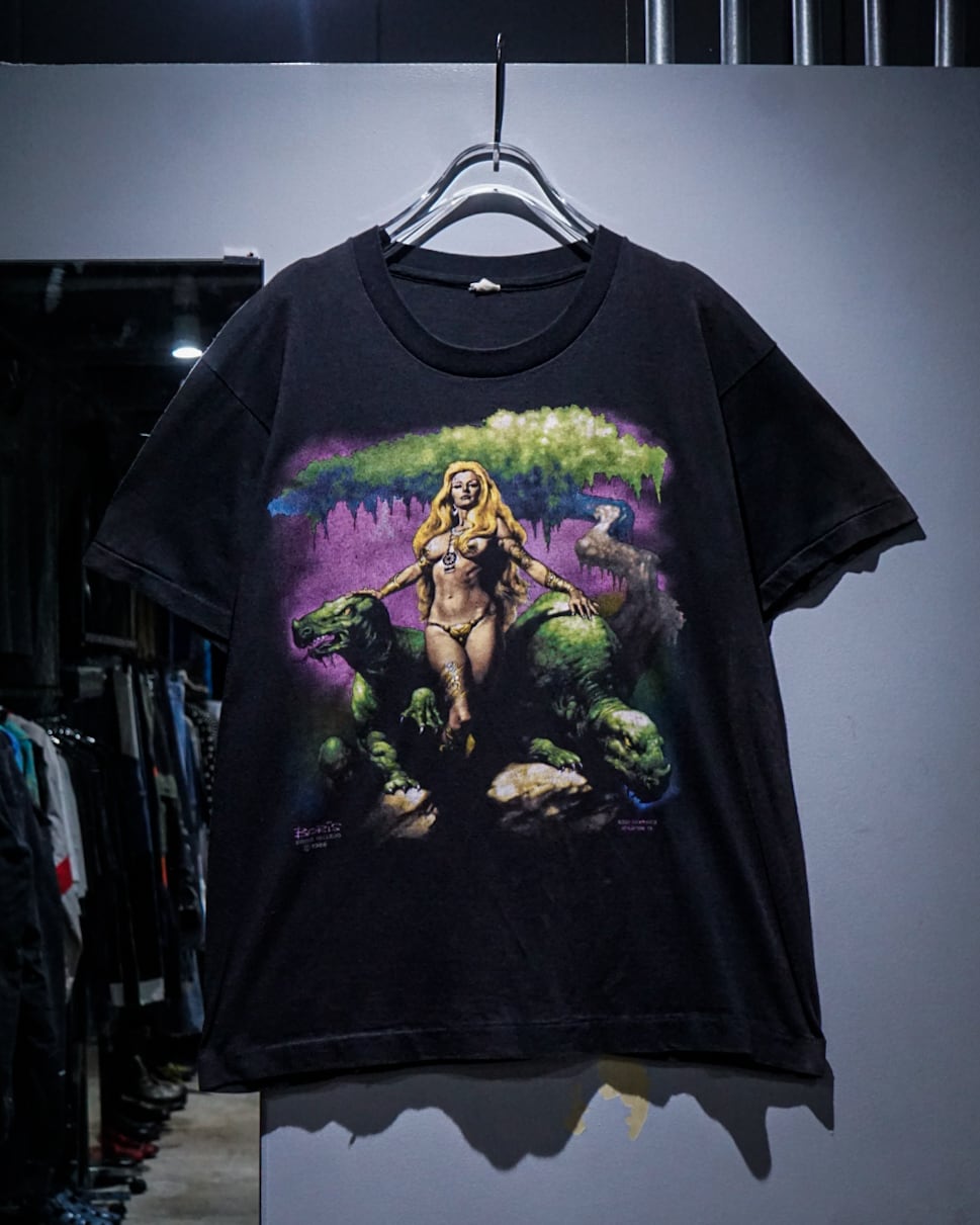 1980s BORIS VALLEJO 幻想絵画Tシャツ 実寸L - 古着屋HamburgCafe 80 