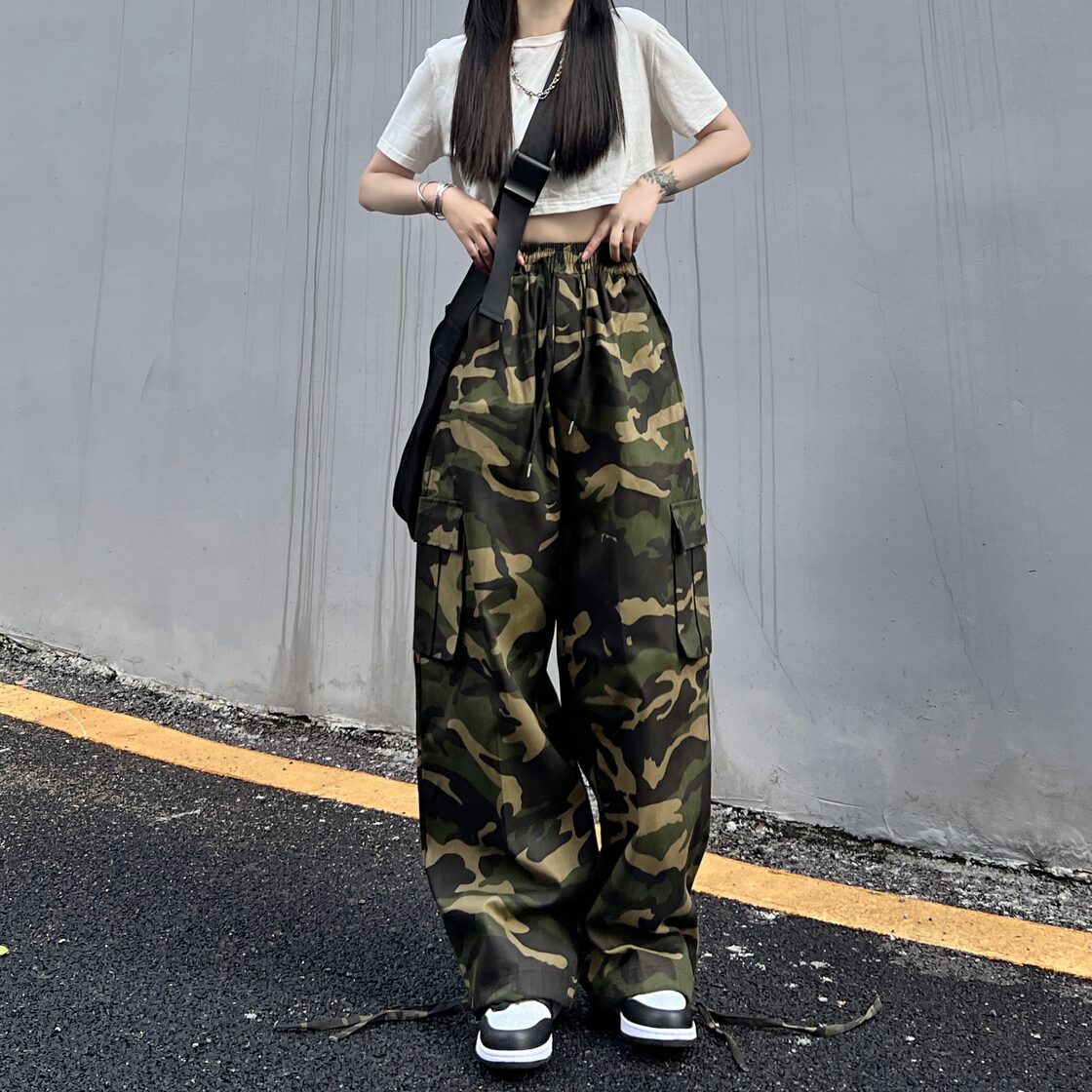 パンツ レディース ボトムス ワイドパンツ 迷彩パンツ ポケット 