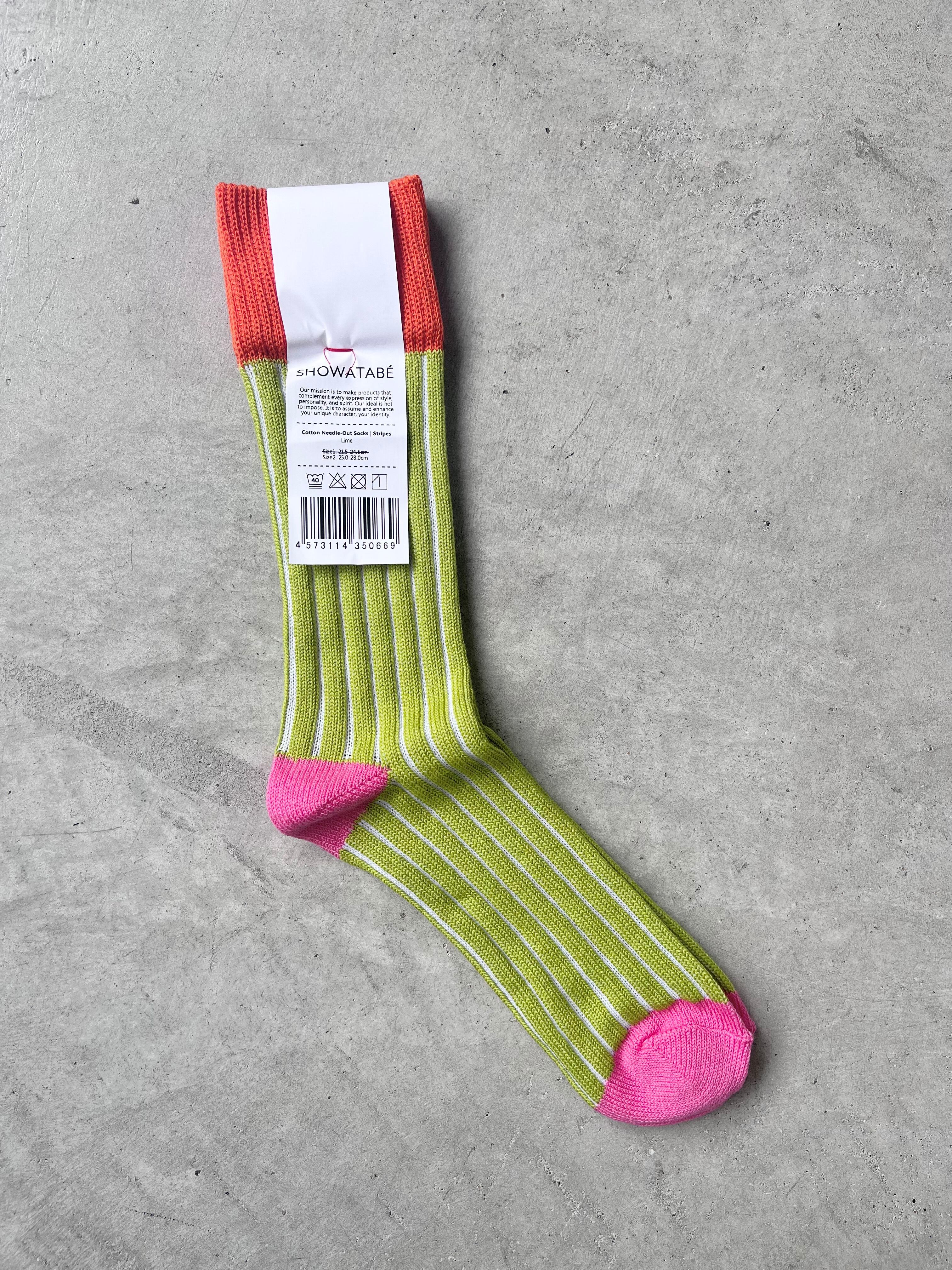 SHO WATABÉ / Cotton Needle-Out  stripes socks