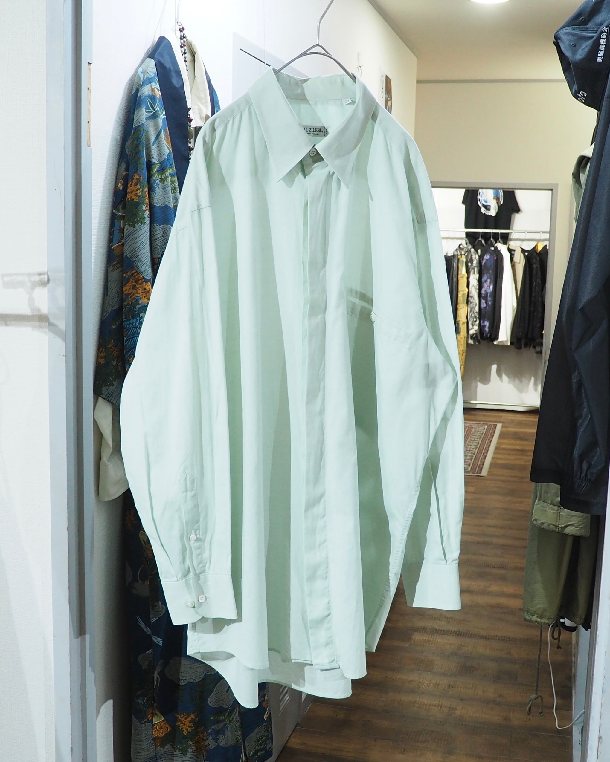1990s " PAL ZILERI - Made in Italy " Pastel Mint Green Color vintage Dress shirt