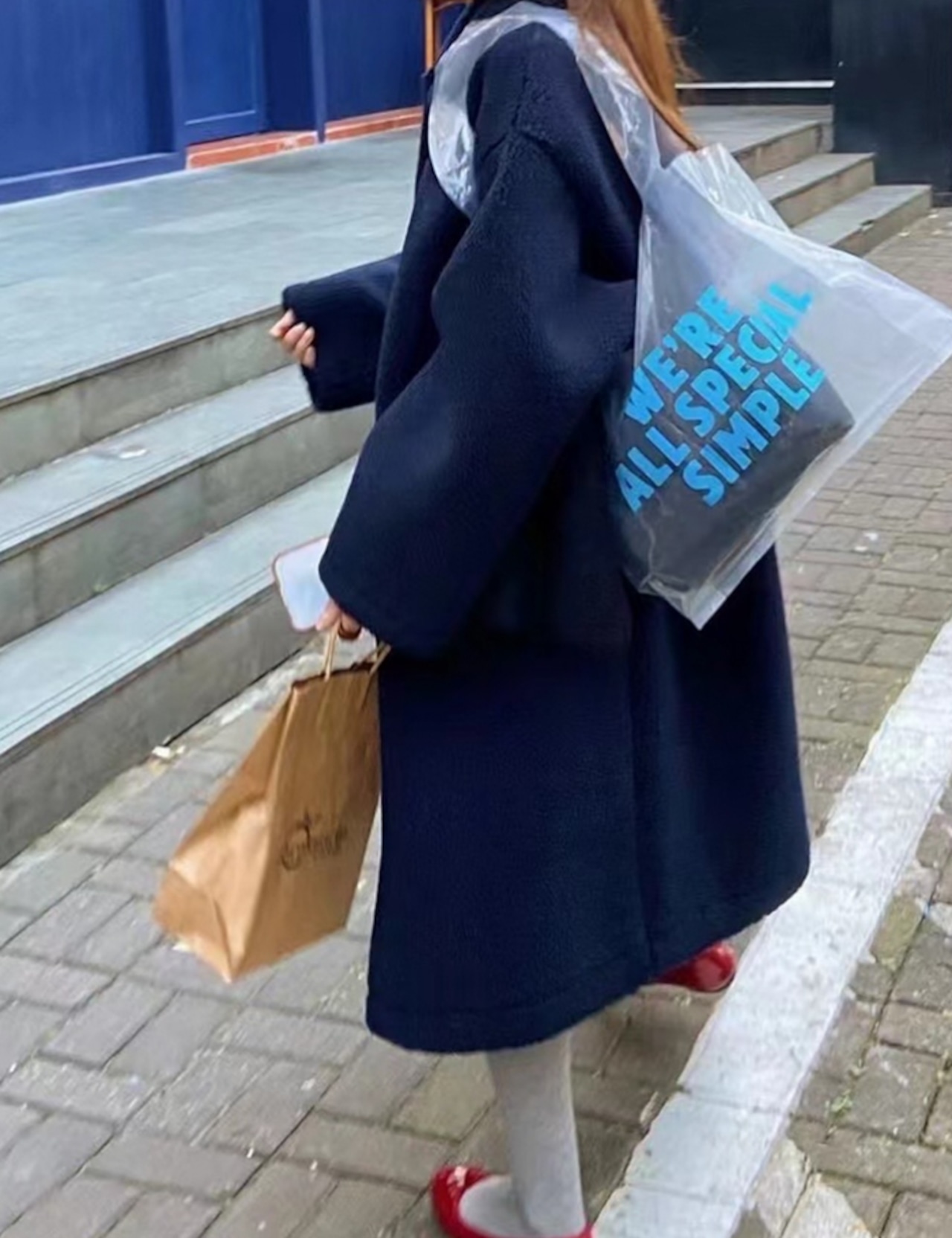 【25aw・再販開始!!】Girlish Boa Long Coat_Navyのみ