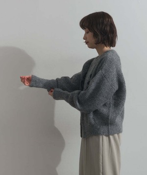 HD255009 テープ刺繍ニットカーディガン gray