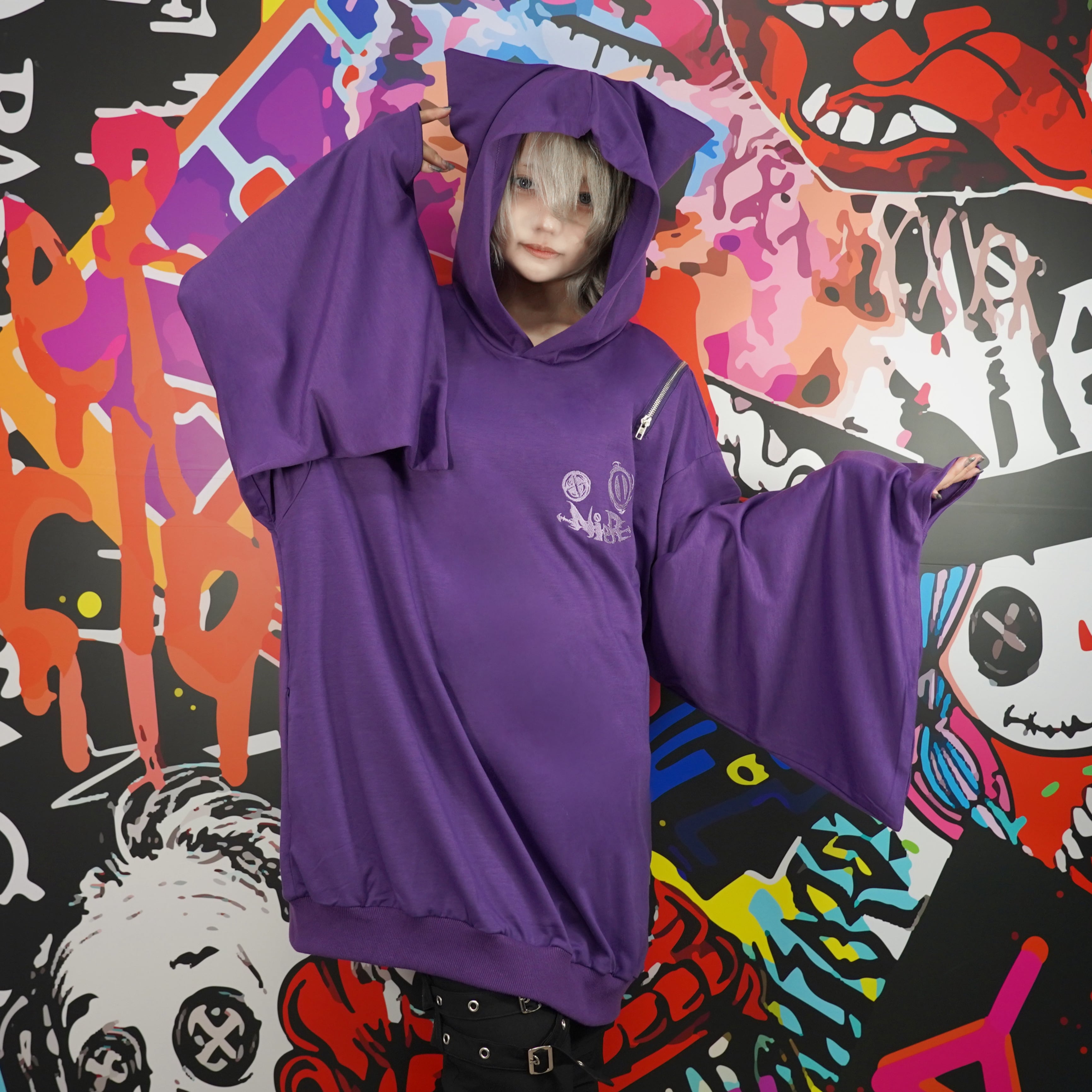 ミケの日限定半額SALE】猫耳2WAY SHOULDER PURPLEポンチョ | NIER CLOTHING