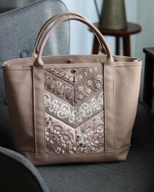 《Lsize》トートバッグ（ミルクティー)