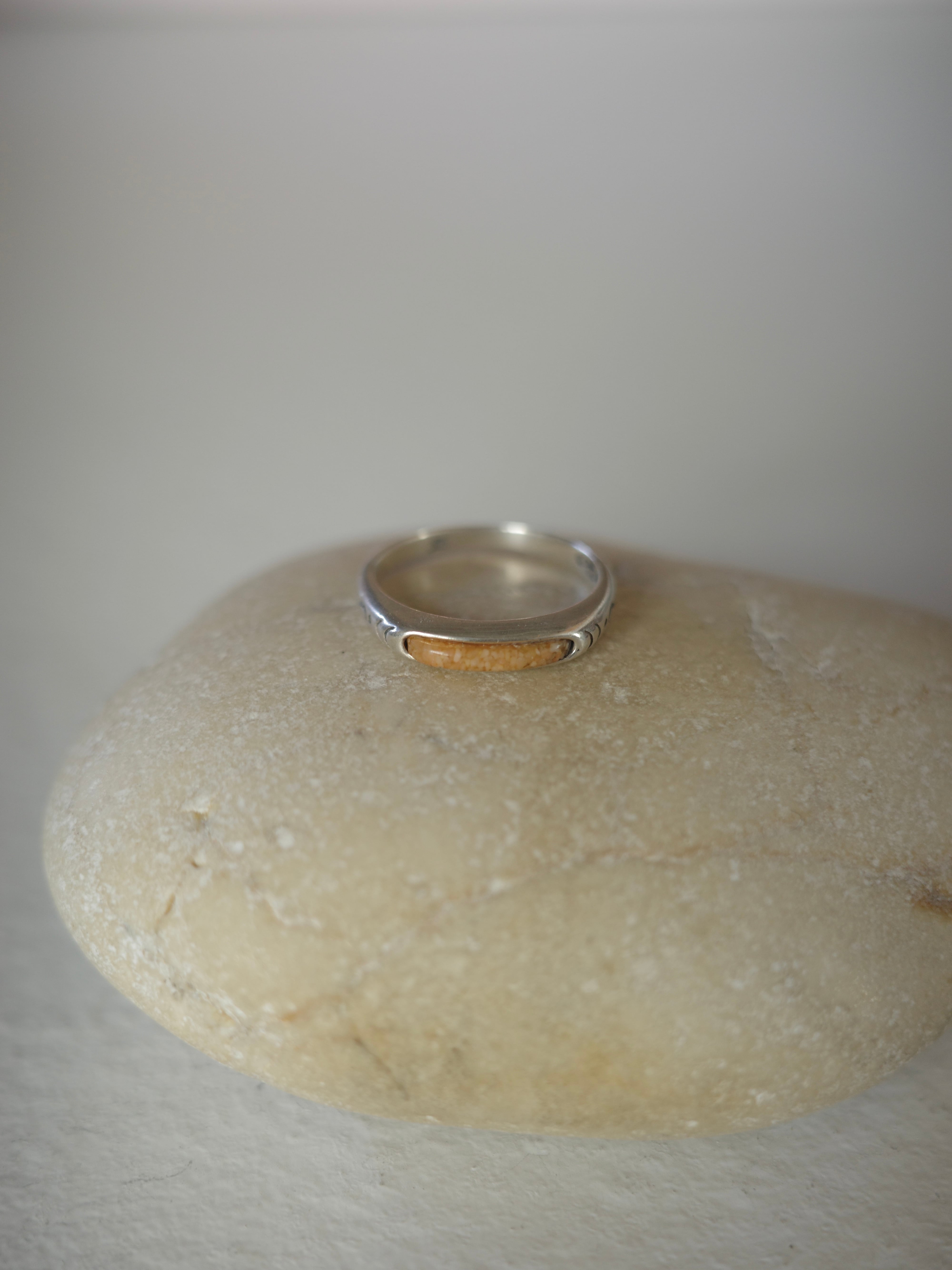<vintage silver925>orange bar stone ring