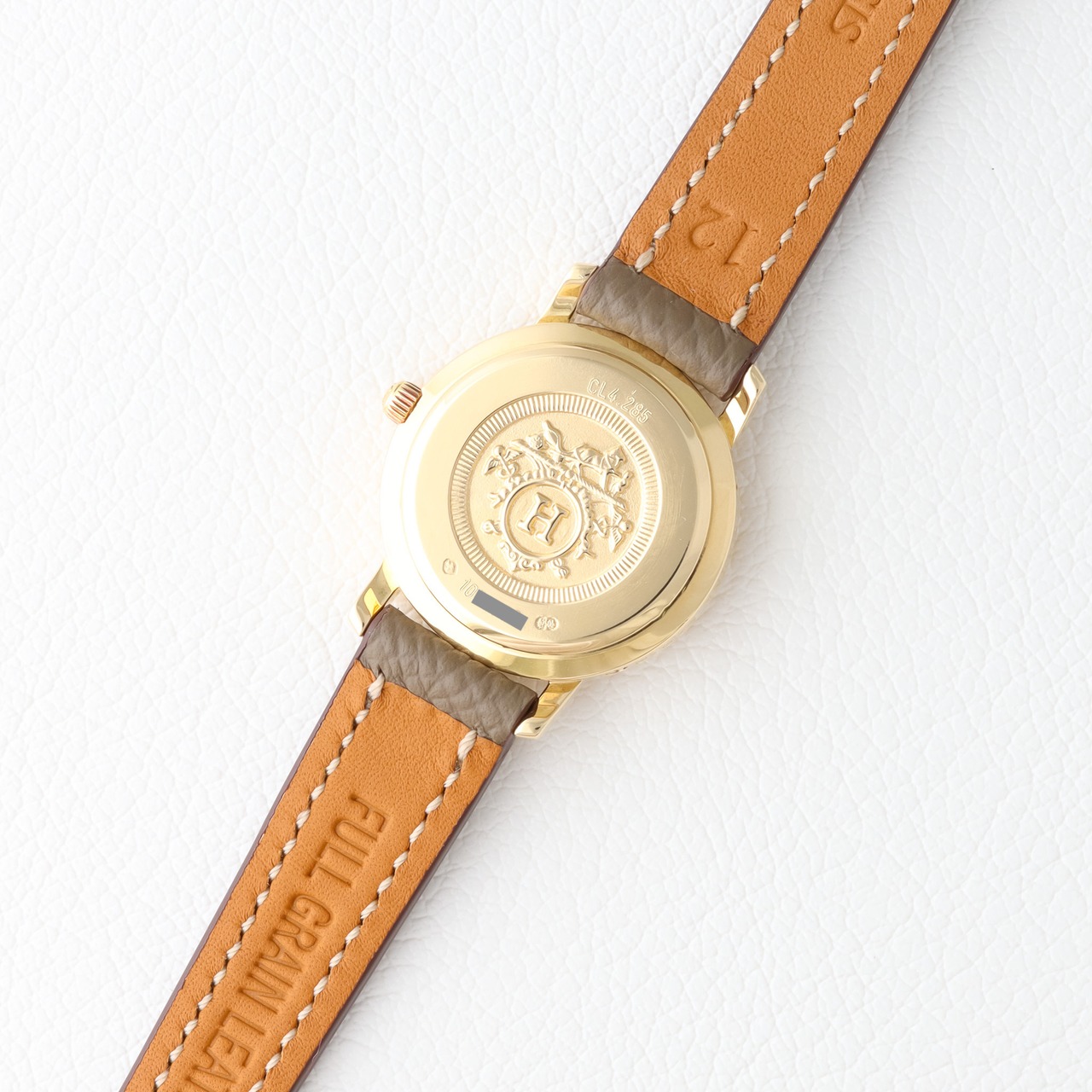 エルメス クリッパー 金無垢 ゴールド レザー 白文字盤
