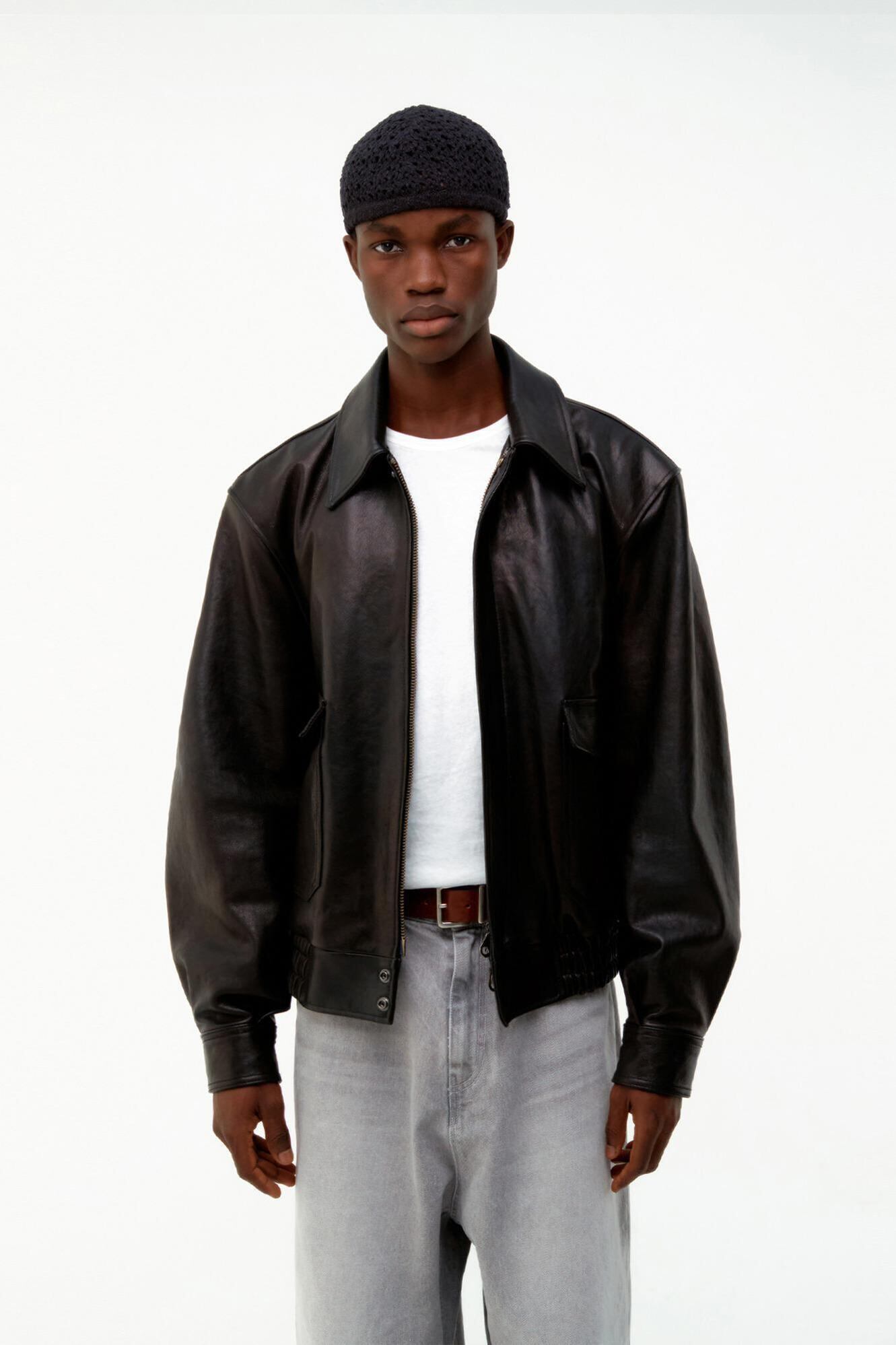 3/24発送 [COOR MEN] Vegetable Leather A-2 Jacket (Black) 正規品