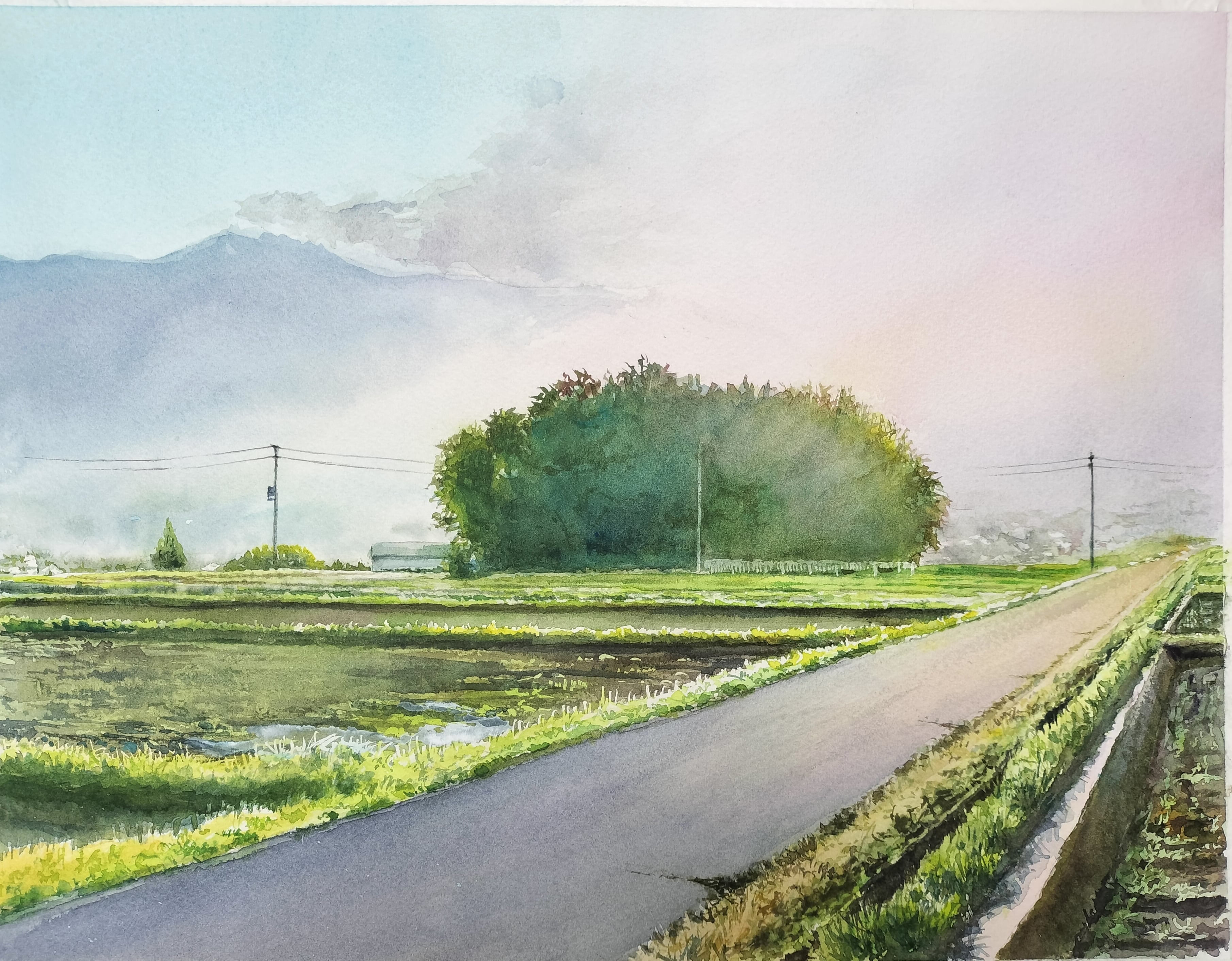 水彩画 風景画 画題「川色に魅せられて.」 | Pay ID