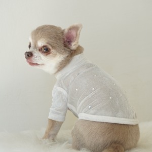 Velour Mesh Rhinestone Tee - White