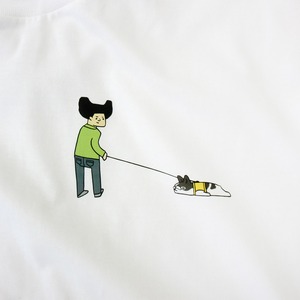 犬と飼い主 散歩嫌いフレブル Tシャツ dog52 犬 ブヒ フレンチブルドッグ 服 ゆるい イラスト おもしろ Tシャツ