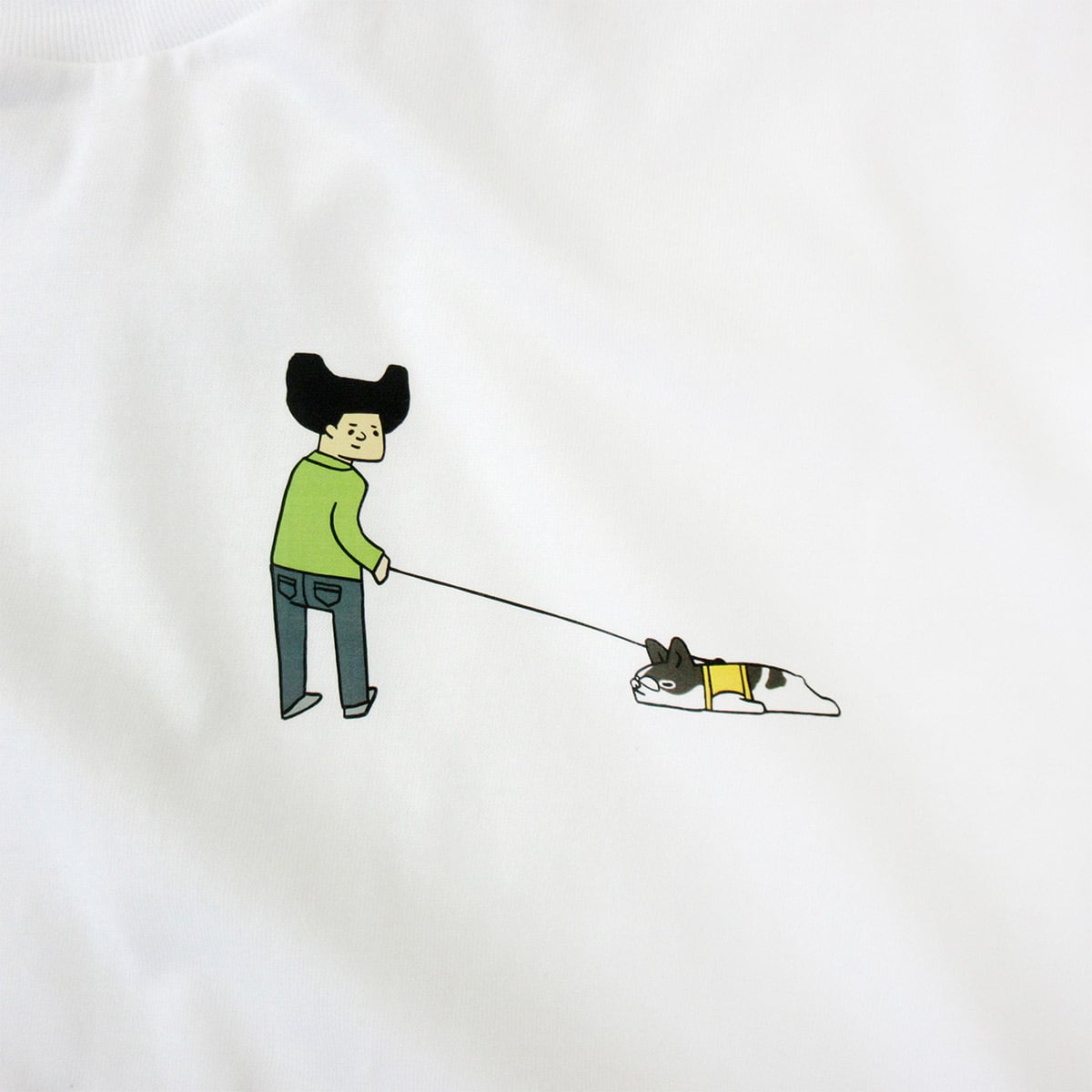犬と飼い主 散歩嫌いフレブル Tシャツ dog52 犬 ブヒ フレンチブルドッグ 服 ゆるい イラスト おもしろ Tシャツ