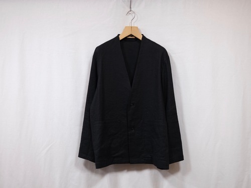 LAMOND” Silk Nep No-Collar Jacket & Pants Black”
