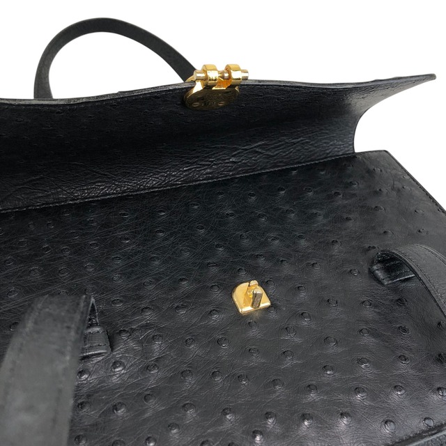 Christian Dior クリスチャン ディオール ハンドバッグ ブラック オーストリッチ vintage ヴィンテージ オールド 4keybj