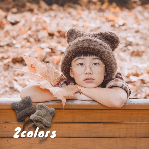 " 即納"Animalニット帽 [55~58cm/2colors]  : bare 帽子 ビーニー bonnet ニット帽 クリスマス ジュニア　キッズ　大人 くまさん くま耳　アニマル