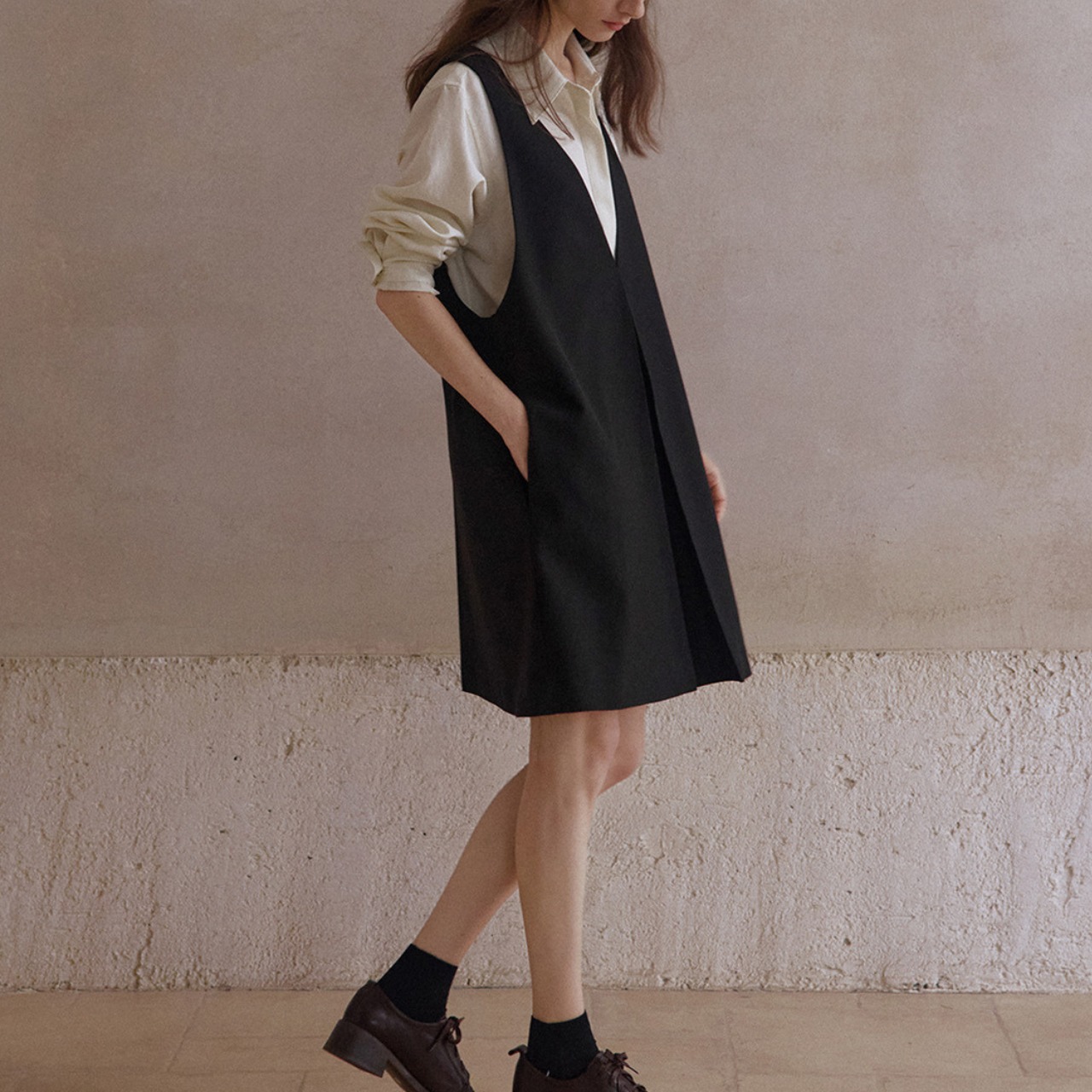 V-neck A-line mini jumpsuit T3642