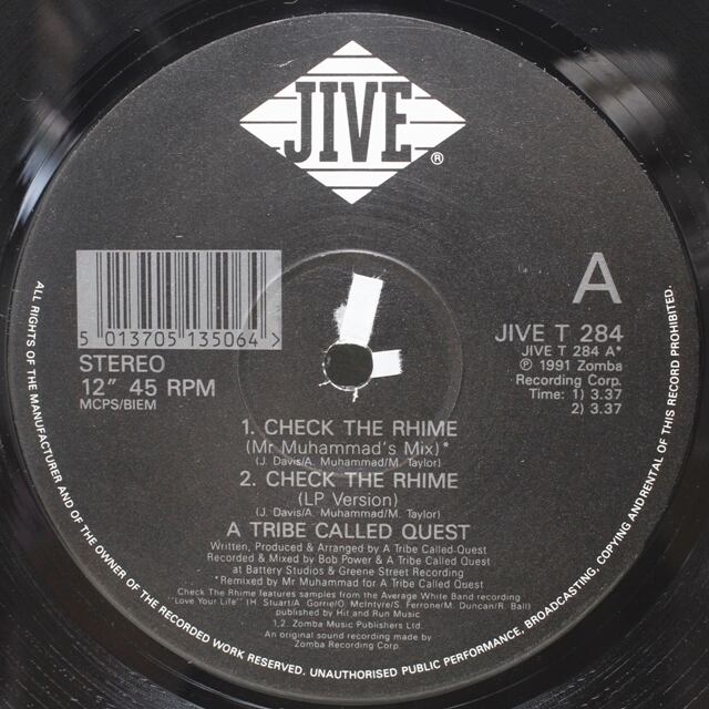 A Tribe Called Quest / Check The Rhime [JIVE T 284] - 画像3