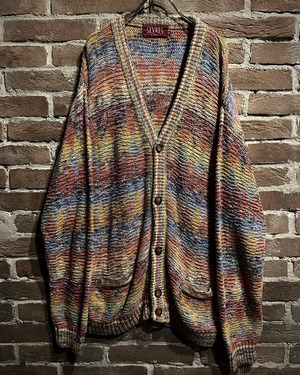 【Caka act3】Gradation Horizontal Stripe Vintage Loose Knit Cardigan