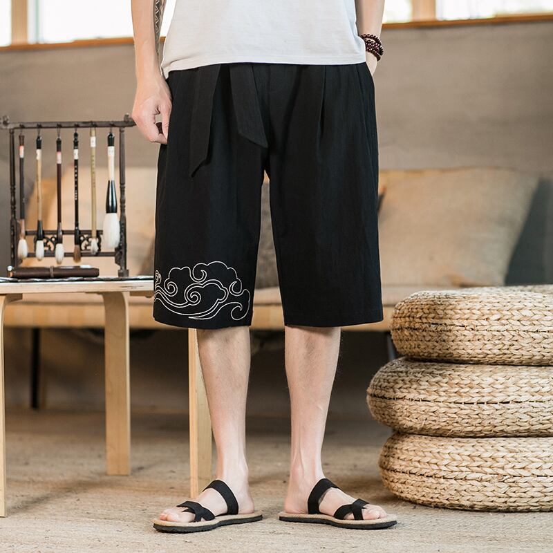 【新作】【送料無料】 メンズリネンショーツeseショーツメンズ巾着プリントストリートウェアメンズショーツサマーメンズショーツコットンリネン服 夏物 ブルマー 1AERolker14605405785