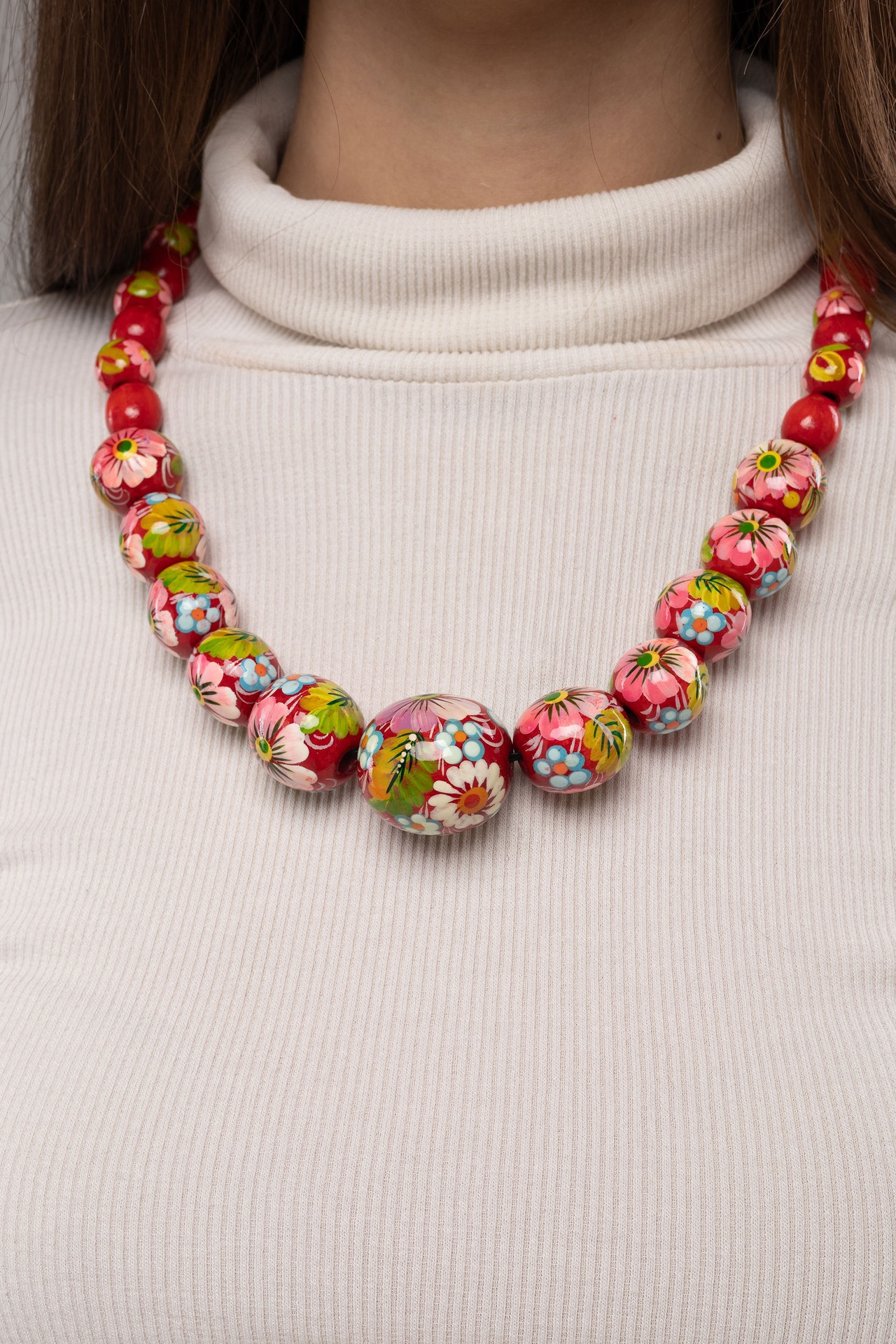 ペトリキフカ木製ナミスト（ヴィシヴァンカ装飾用ネックレス）ホメンコ作 - 3