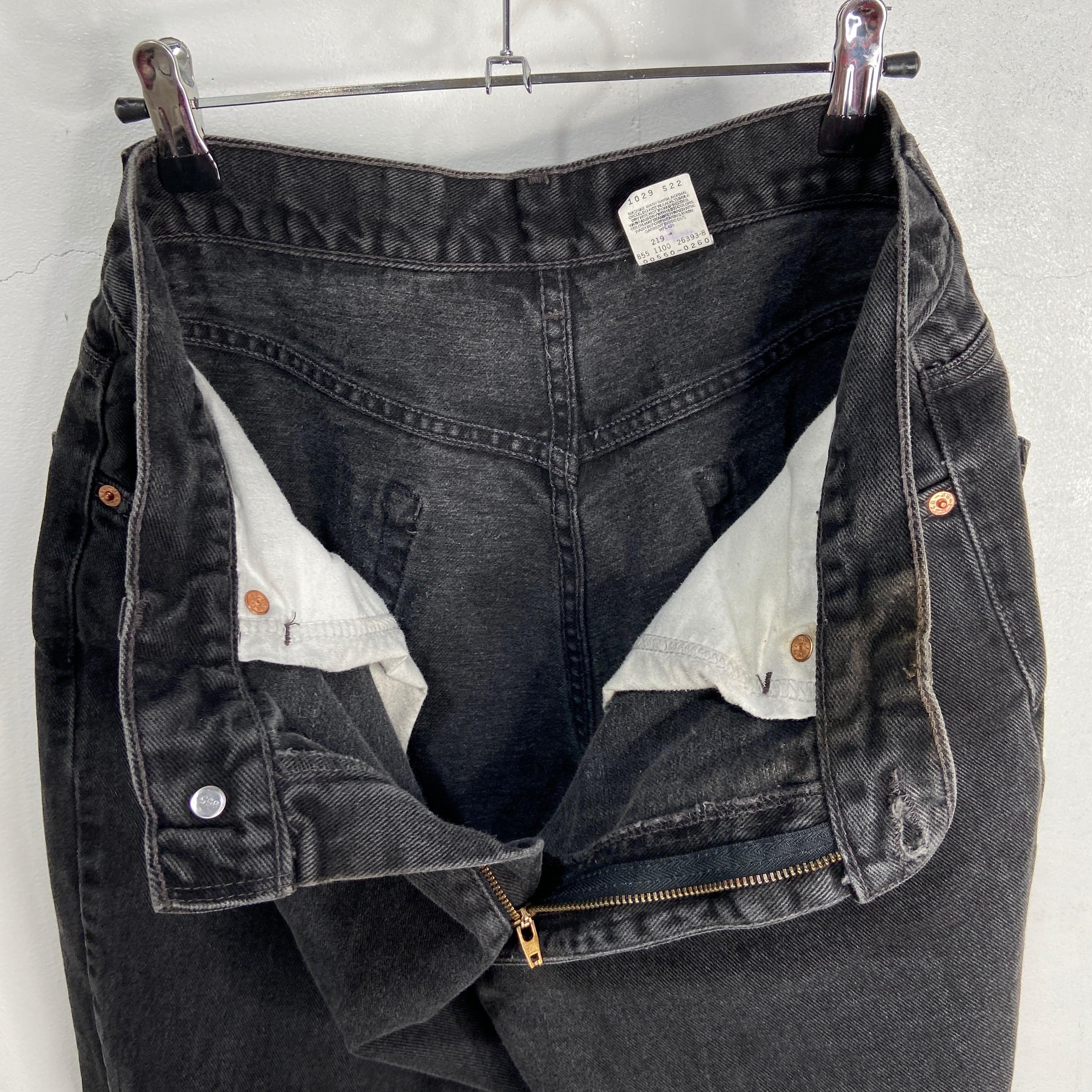 送料無料』90s Levi's 550 ブラックデニムパンツ 後染 スミクロ W34L32