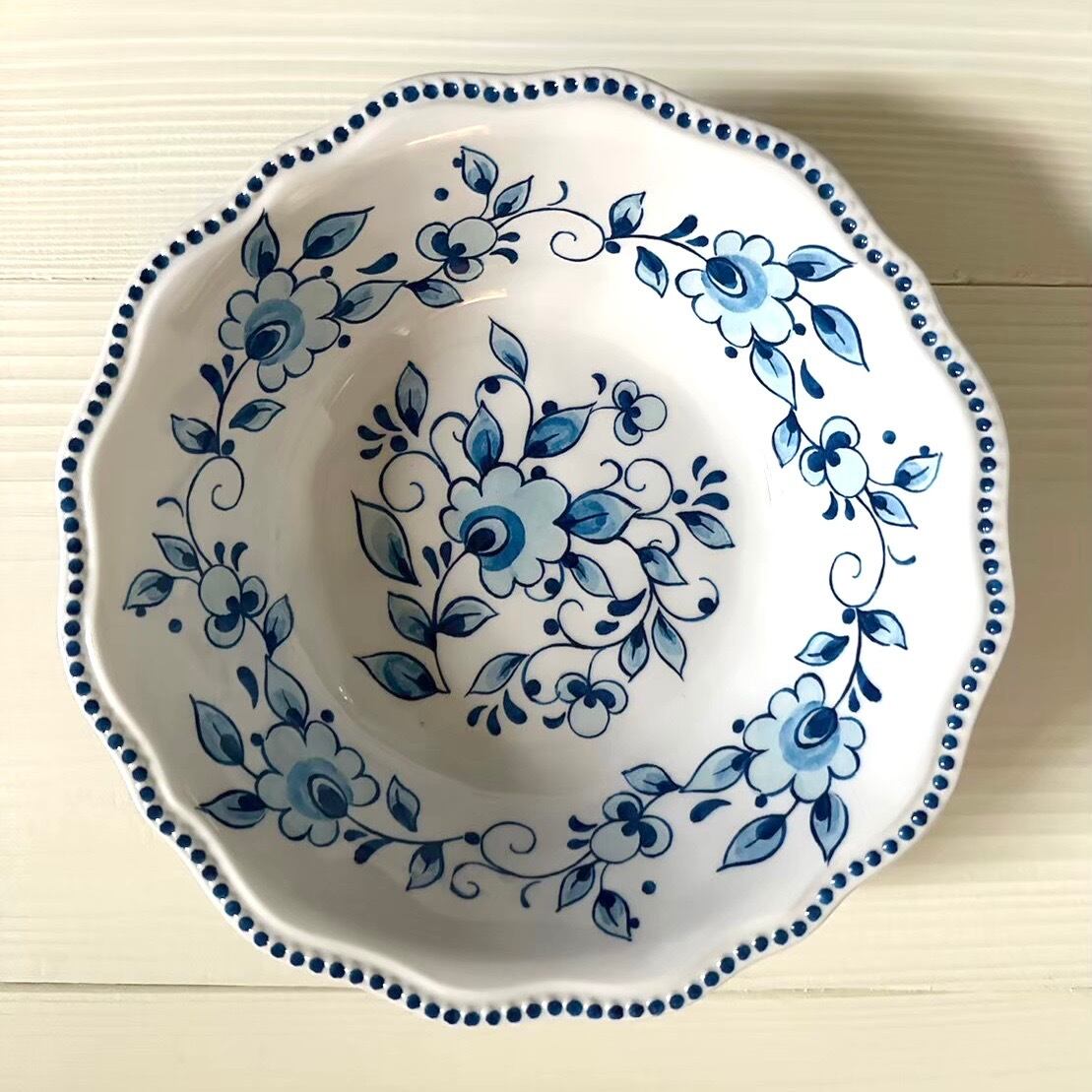 ブルー花柄 メラミン皿 ボウル 直径20cm