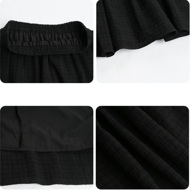 tiered check long skirt　J00350