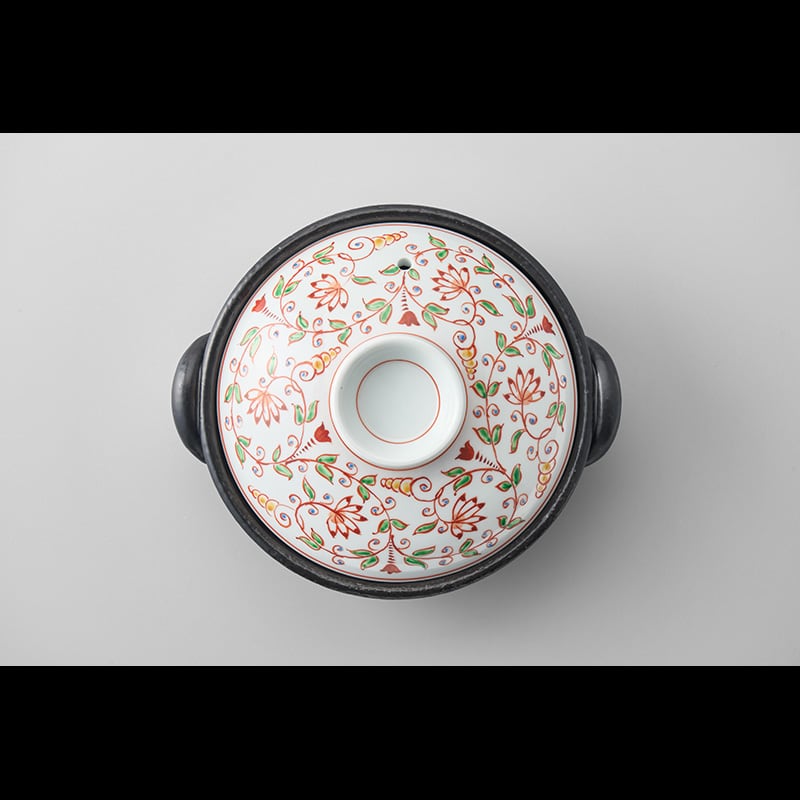 赤絵蔓草文 9寸鍋