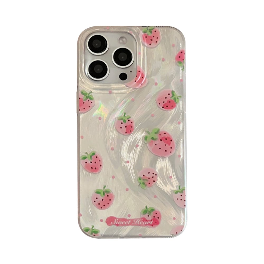 iPhone15対応】かわいい苺がいっぱい◎あまーい！ イチゴ フェザー