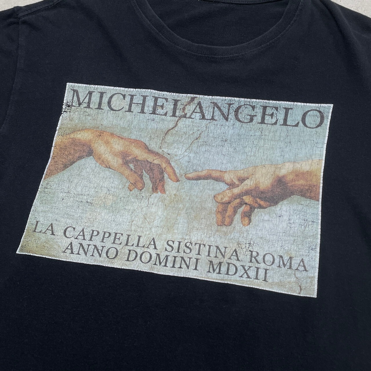 MICHELANGELO アダムの創造 アートプリントTシャツ メンズS-M相当 