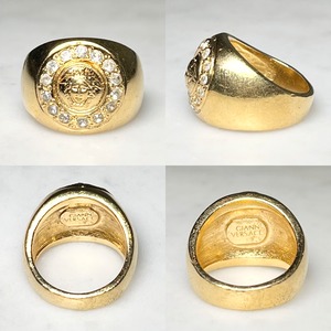 VERSACE gold color metal "medusa" ring set with rhinestone