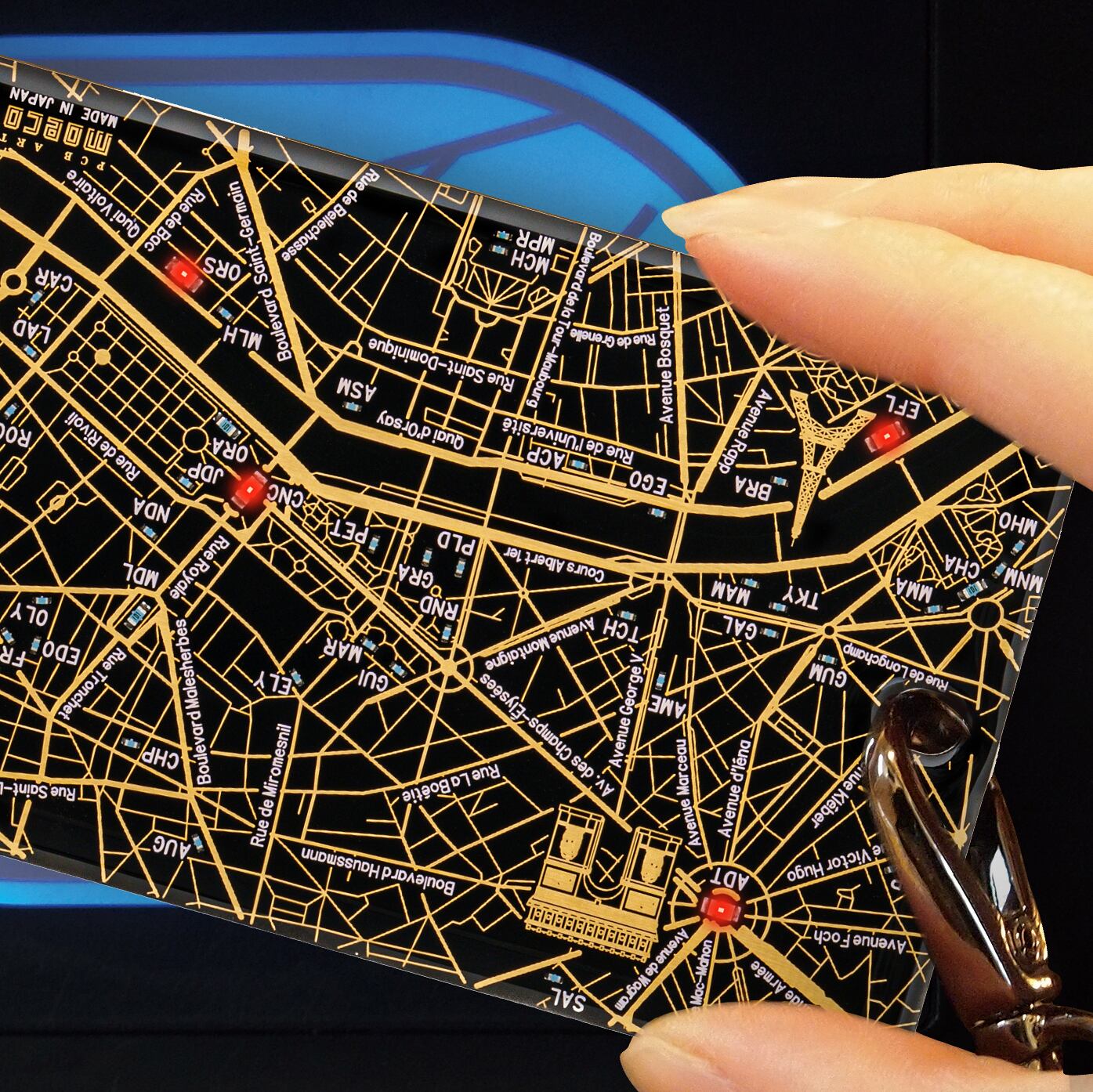 FLASH Paris回路地図LED6 ICカード ケース | PCB ART moeco