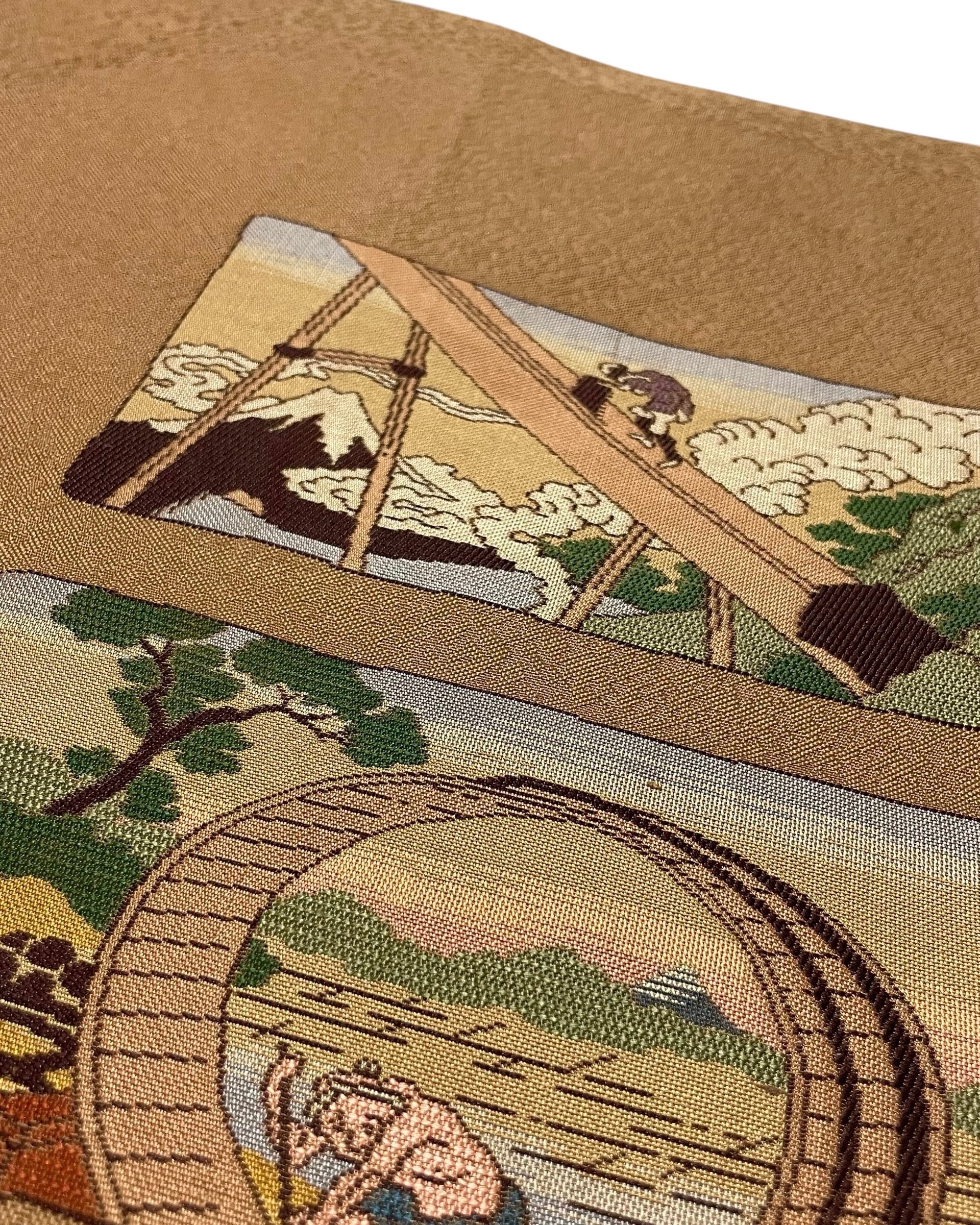 色紙に富嶽三十六景模様織り出し名古屋帯 | cocoa