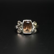 【1点もの】アクアマリンサンストーン×四分一銀リング #12