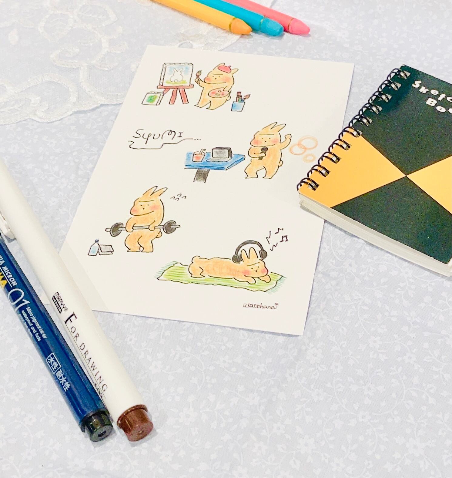 うさぎのむう】趣味(ポストカード) 手描きイラスト 絵 雑貨 贈り物