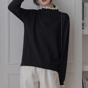 frill neck knit pullover　J00205